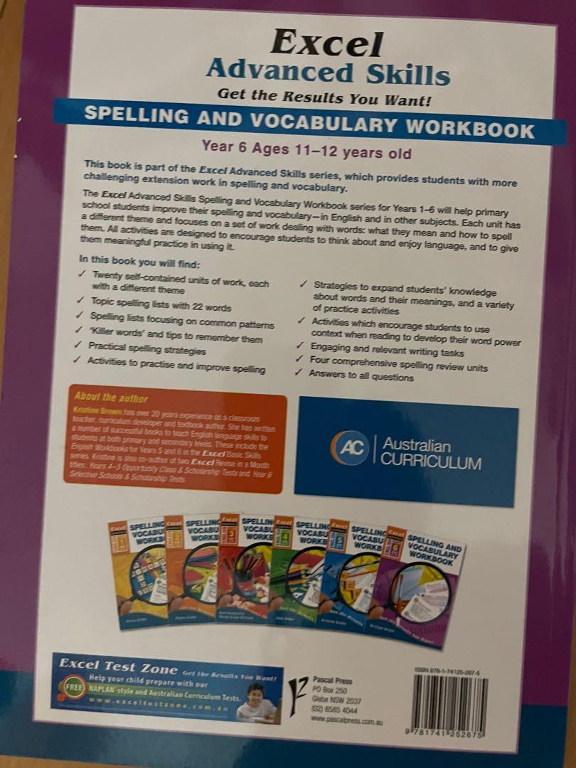 Excel English Advanced Skills Year 6 Spelling and Vocabulary Workbook ...