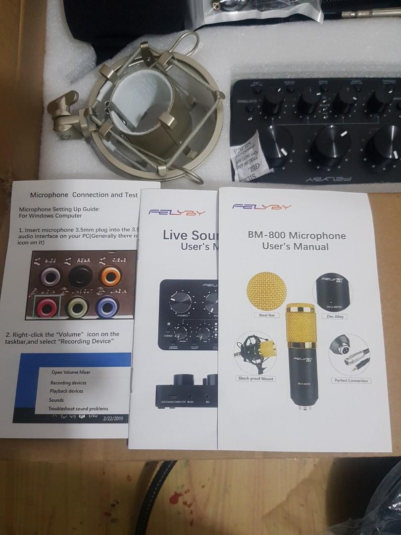 SET　Audio,　BM-800　Phantom　Carousell　with　FELYBY　FULL　condenser　card　COMBO❤],　Microphones　microphone　Professional　Sound　power　on