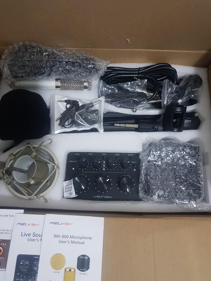 FELYBY BM-800 Professional condenser microphone Phantom power Sound ...