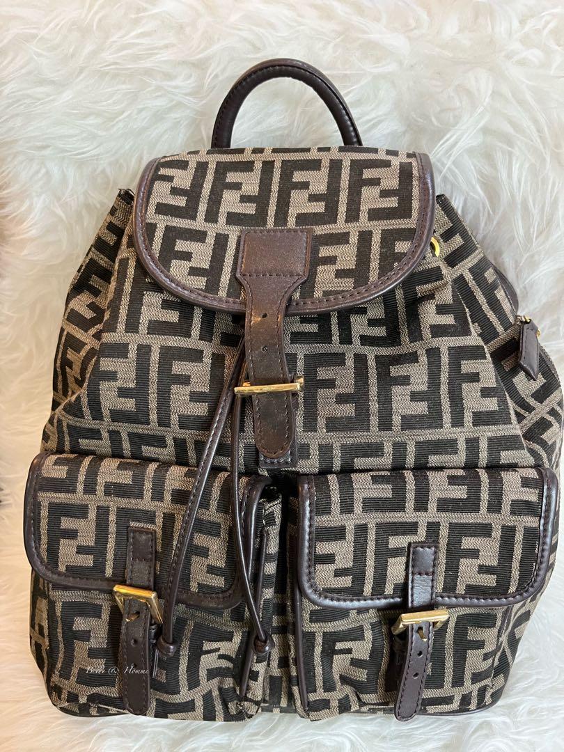Fendi Chiodo Fendi Diagonal - Brown FF canvas backpack | Fendi