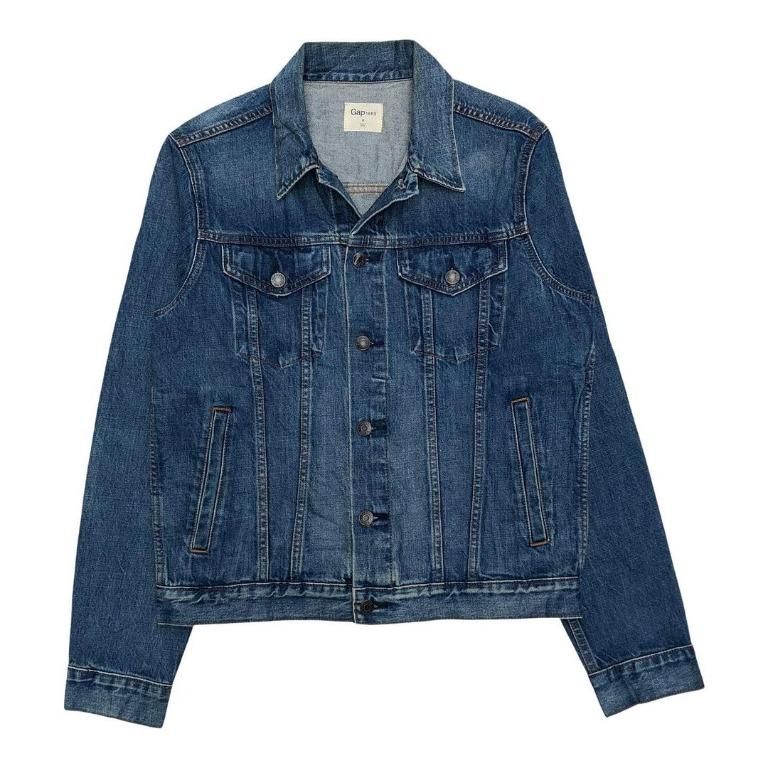 GAP Men Body Fit Indigo Blue Wash Denim Jacket M Fesyen Pria Pakaian Baju Luaran di Carousell