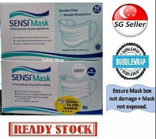 Grey SENSI Earloop 4 ply mask/Surgical mask/ face mask