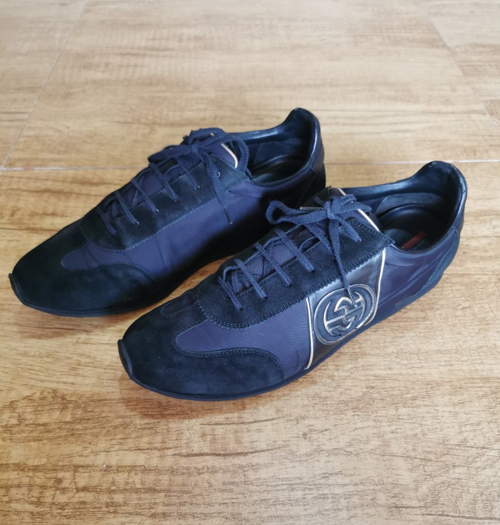 Gucci Men s Logo GG 202744 Black Leather Trainers 11 G