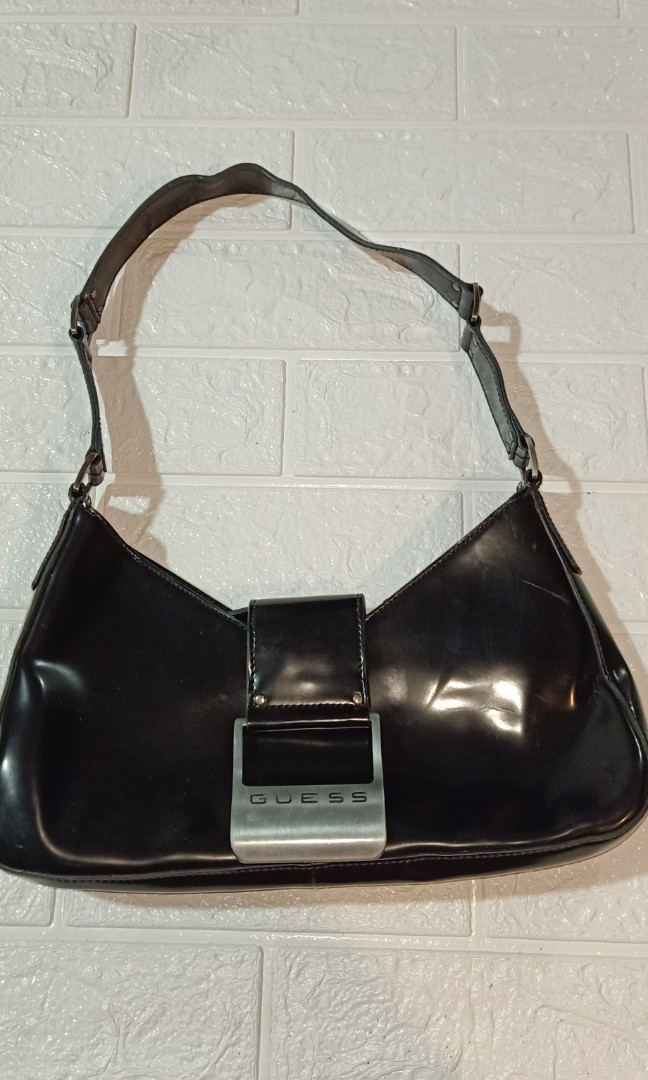Guess | Bags | Guess Patent Soft Black Leather Bag | Poshmark
