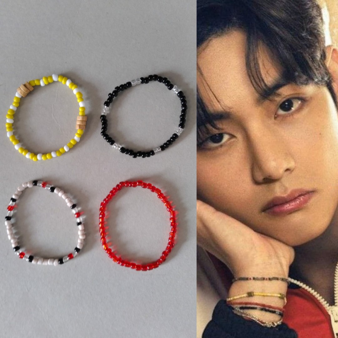Handmade BTS V Kim Taehyung Elastic Beads Bracelet Set of 4 K