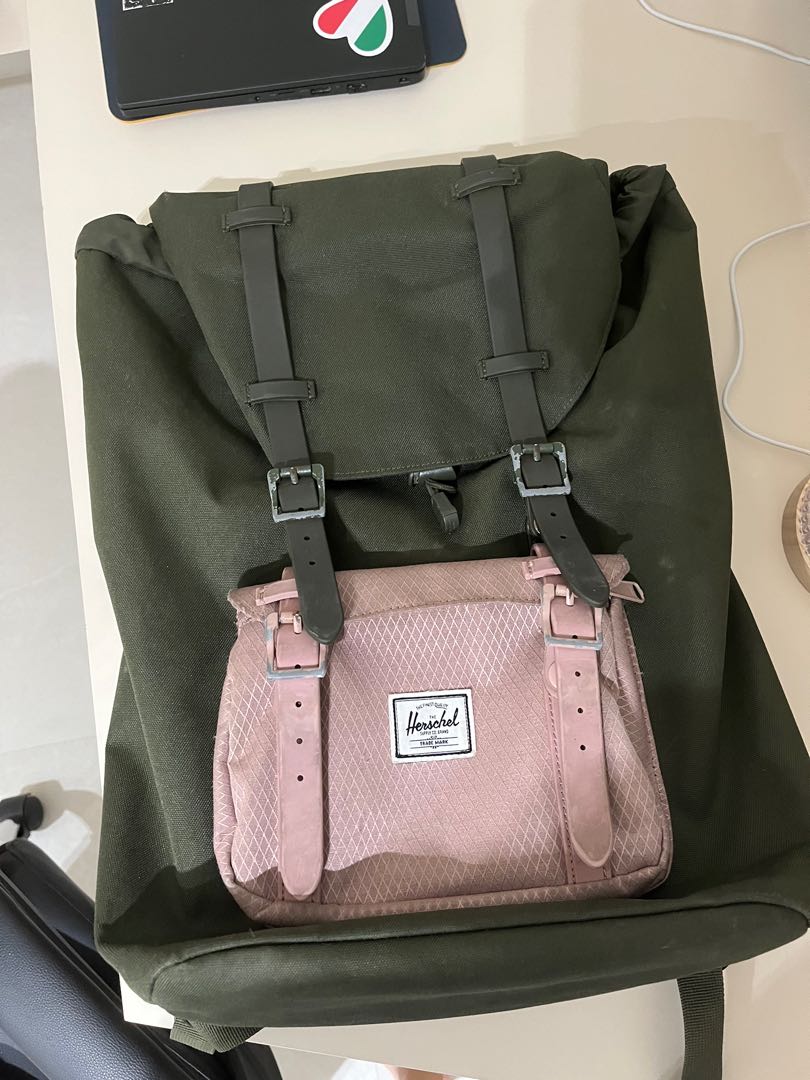 Herschel Little America Backpack Ash Pink Army Green Women s