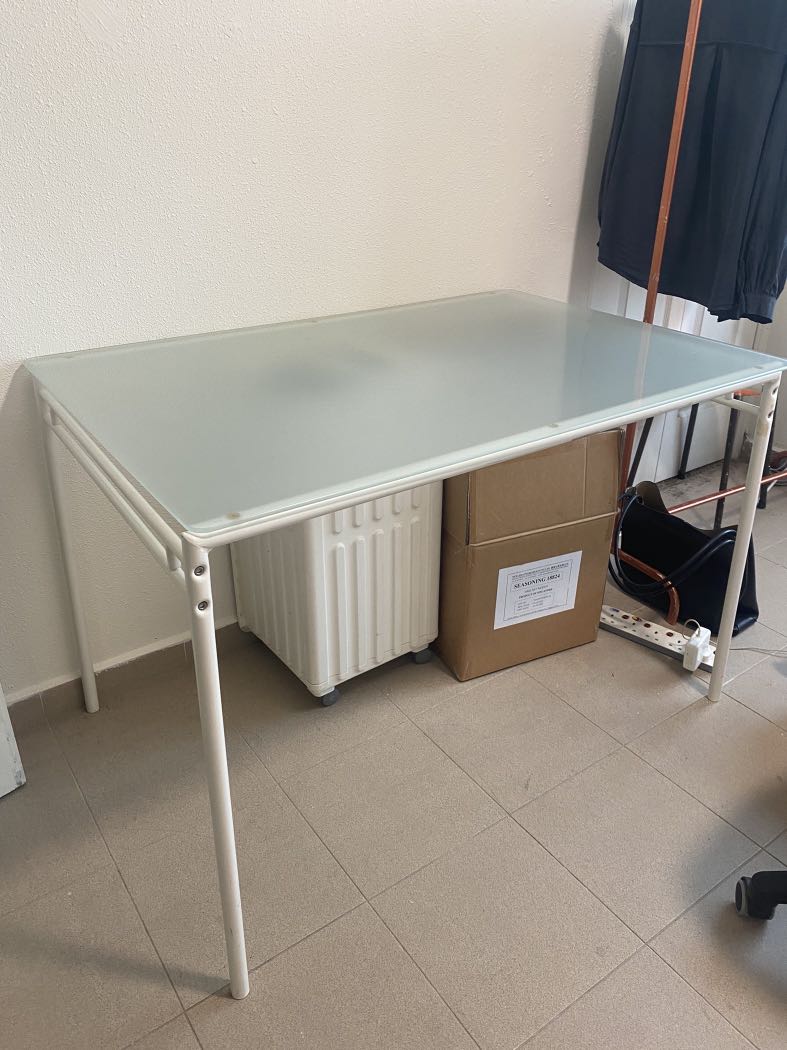 IKEA Glass Study Table, Furniture & Home Living, Furniture, Tables