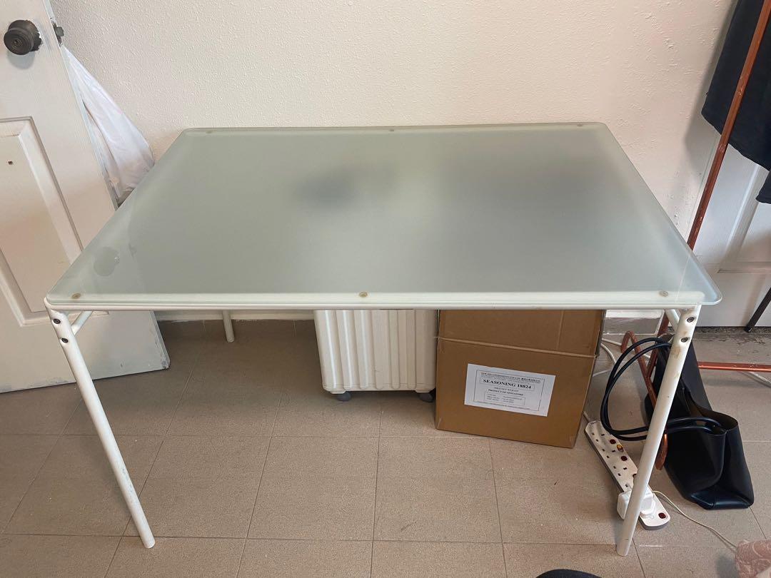 IKEA Glass Study Table, Furniture & Home Living, Furniture, Tables