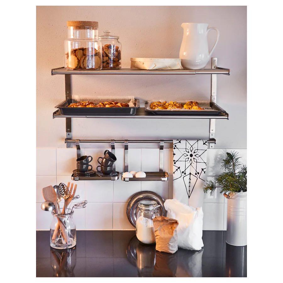 IKEA GRUNDTAL Wall shelf stainless steel 80cm, Furniture ...