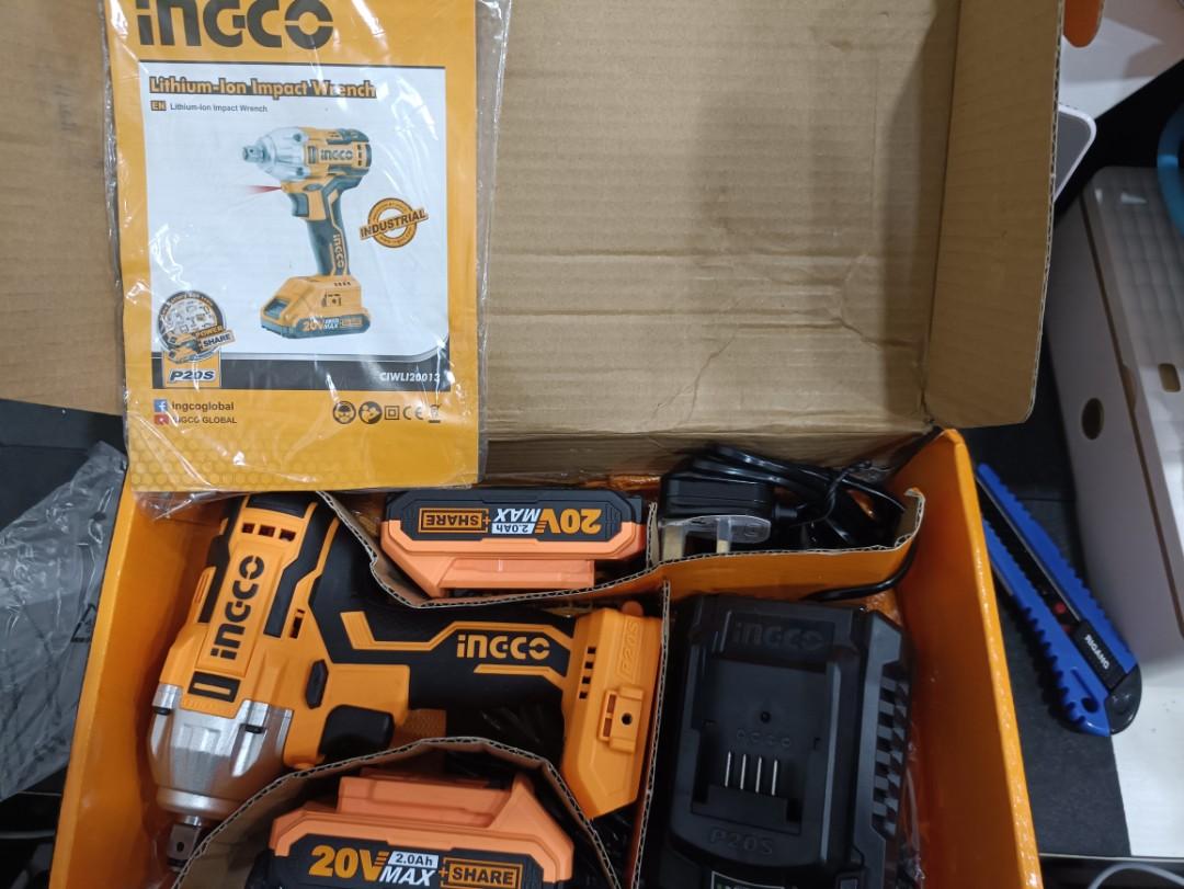 INGCO 20V Brushless LithiumIon Impact Wrench with 2 PCS 2.0Ah