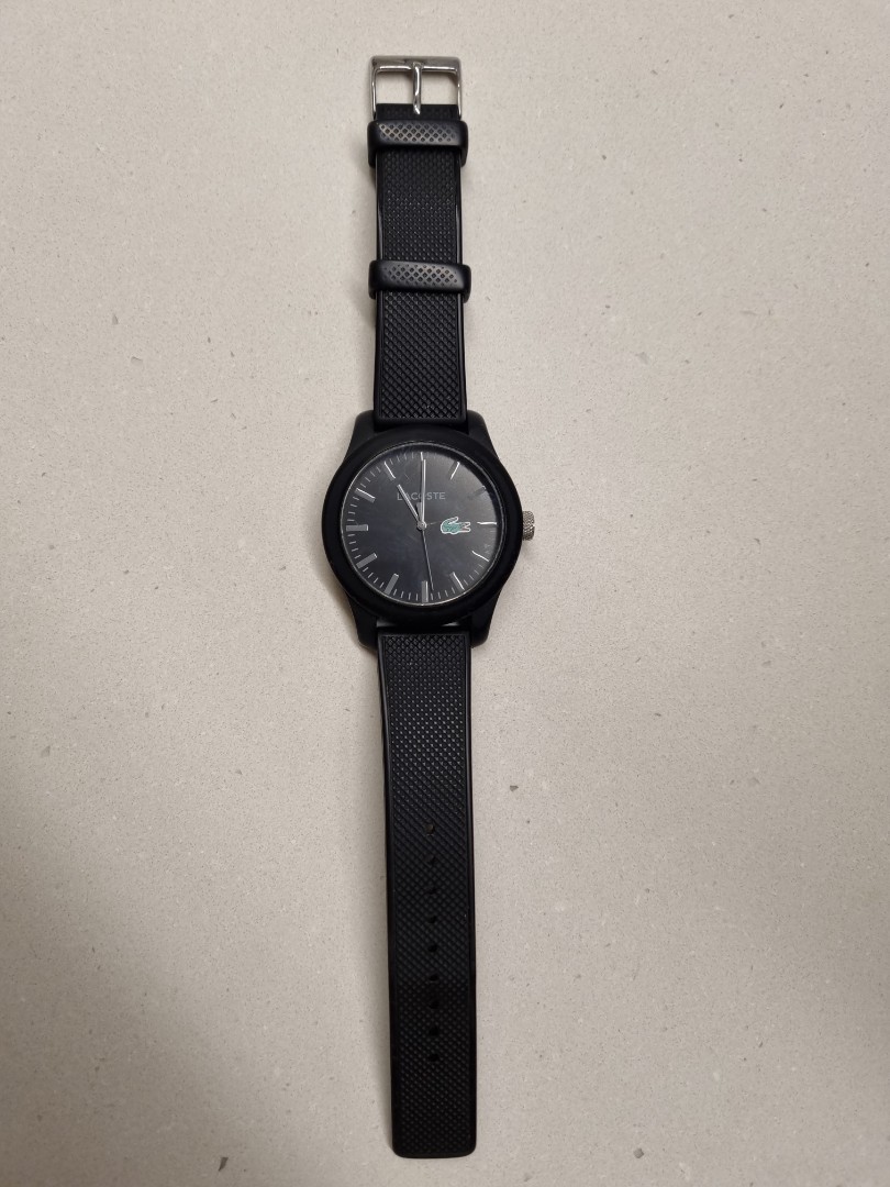 Men's lacoste 12.12 watch clearance with black silicone strap