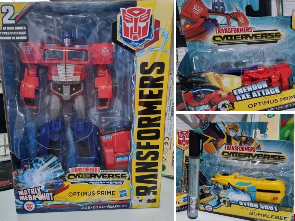 (Lot of 3)Transformers Cyberverse Optimus Prime Matrix Mega Shot and