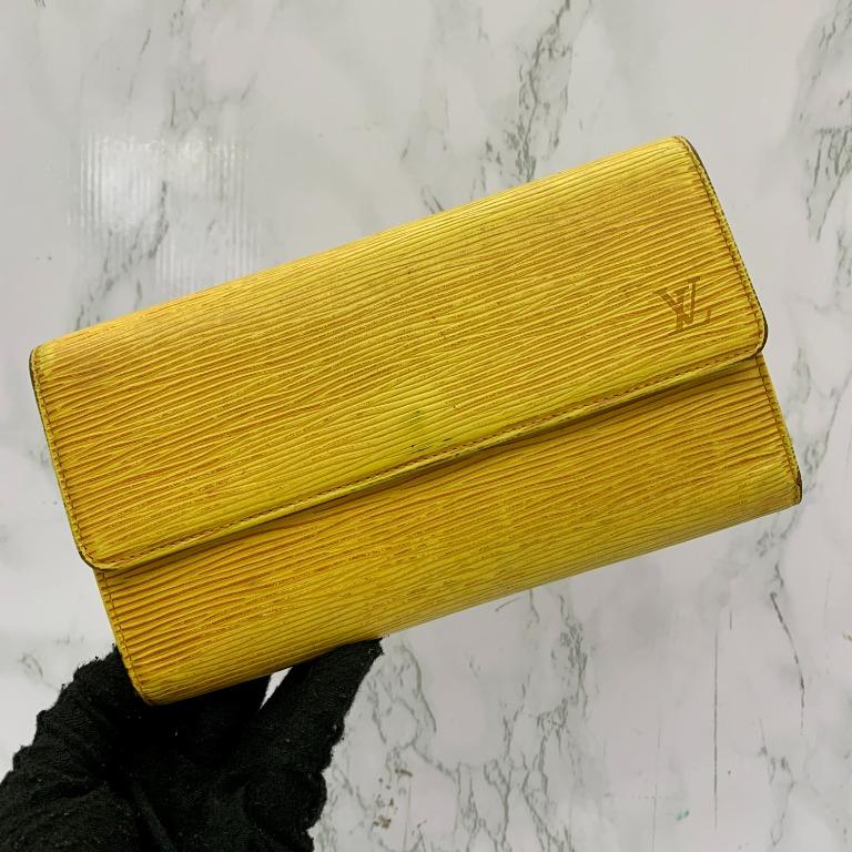 LV EPI LONG WALLET YELLOW, Luxury, Bags & Wallets on Carousell