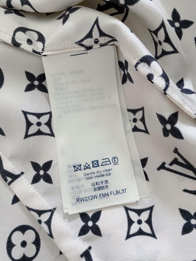 Louis Vuitton 3D Monogram Stripe Accent Pajama Shirt, Grey, 42
