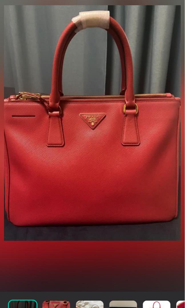 Fiery Red Large Prada Galleria Saffiano Leather Bag