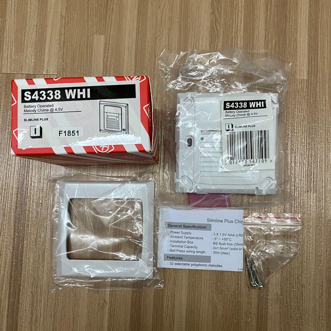 MK Door Bell Chime Battery Operated S4338 WHI Electronic Doorbell 32