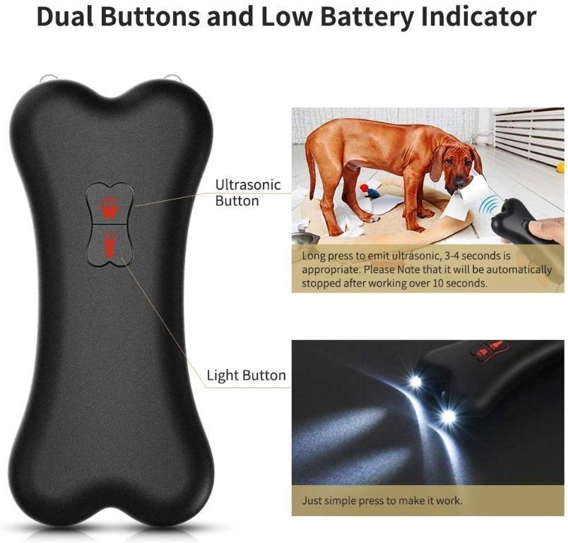 Petacc Hand held Anti barking Device Ultrasonic Dog Bark Deterrent Dog Barking Controller Training Device with LED Light USB Charging