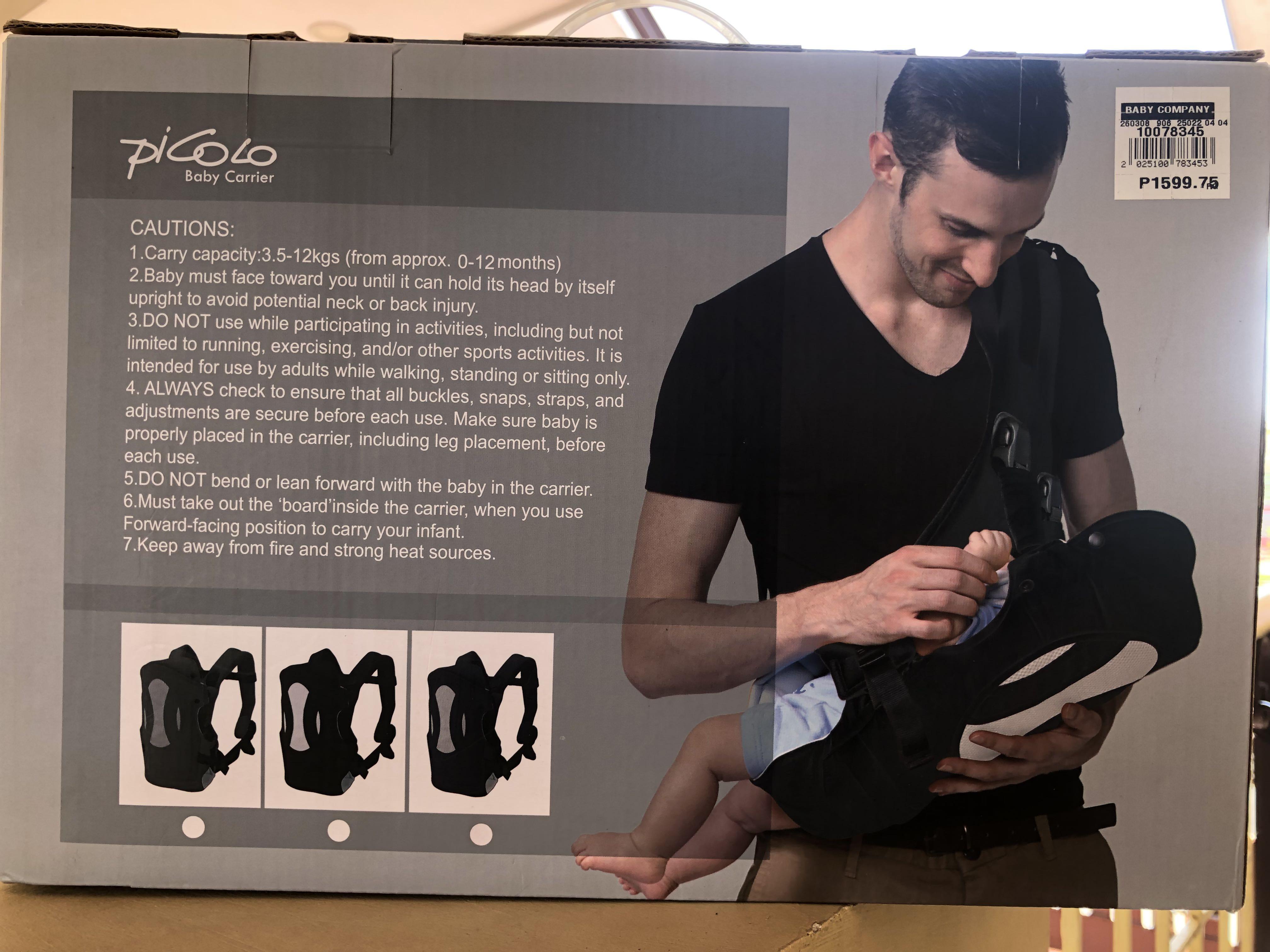 Picolo Baby Carrier (Category: Carriers & Slings) located in Las Pinas. Submitted by thingsupforgrab (Listing ID 1151432287, Image 2). Description: • Mall price is 1599.75 • Never been used • RFS: It was gifted to us by a friend but baby is using a different brand already.