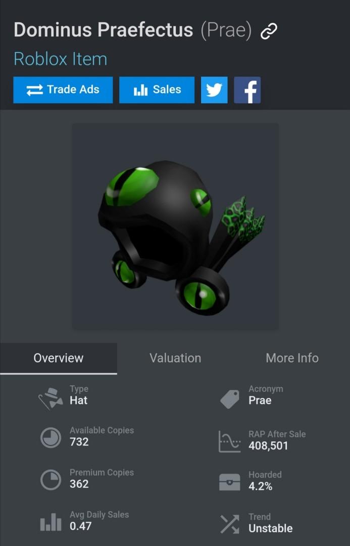Roblox Limited Dominus Praefectus, Video Gaming, Video Games, Others on  Carousell