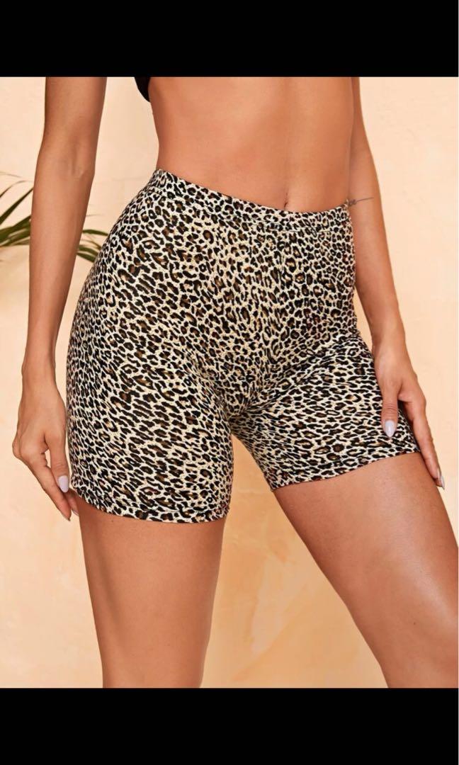 Shein leopard biker shorts, Women's 