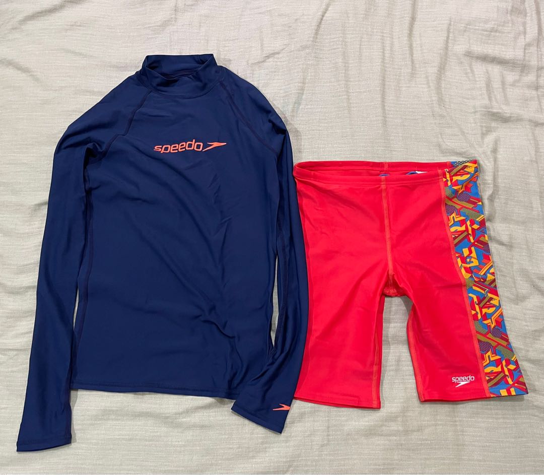 Speedo Rash Guard & Trunks, Men's Fashion, Tops & Sets, Swim Top & Rash