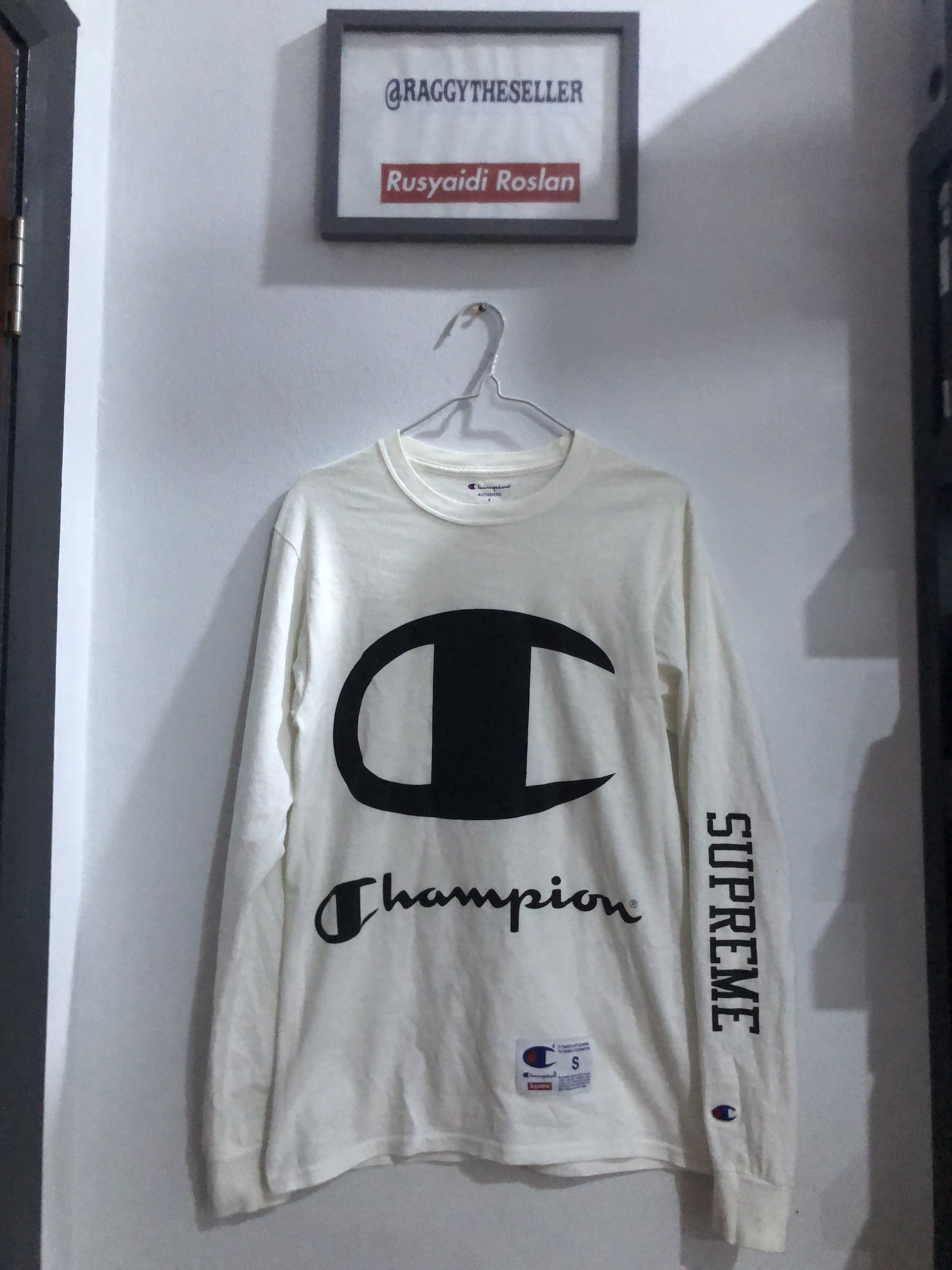 designer sand Opfylde Supreme Champion Long Sleeve Tee White, Men's Fashion, Tops & Sets, Tshirts  & Polo Shirts on Carousell