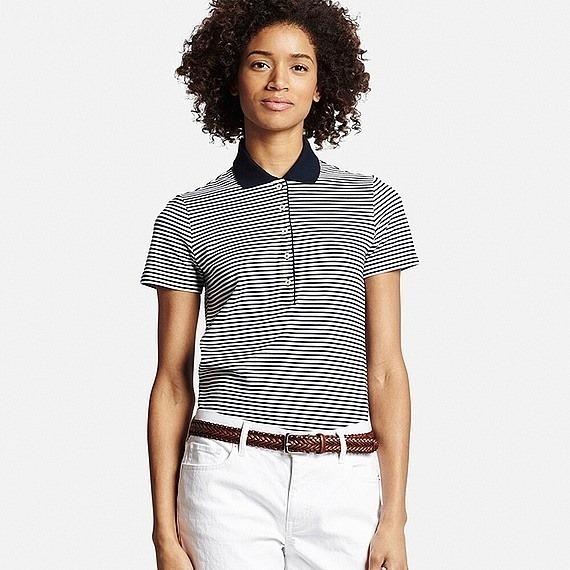UNIQLO thrifted Women Pique Striped Polo Shirt Women s