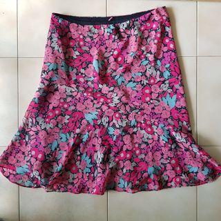 vintage mesh floral flare skirt