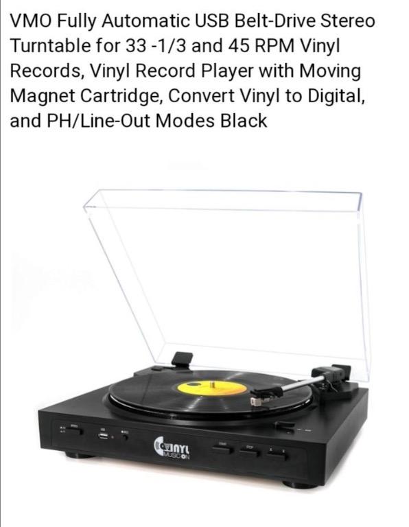 VINYL MUSIC ON FULLY AUTOMATIC TURNTABLE MODELVMO012, Audio, Portable