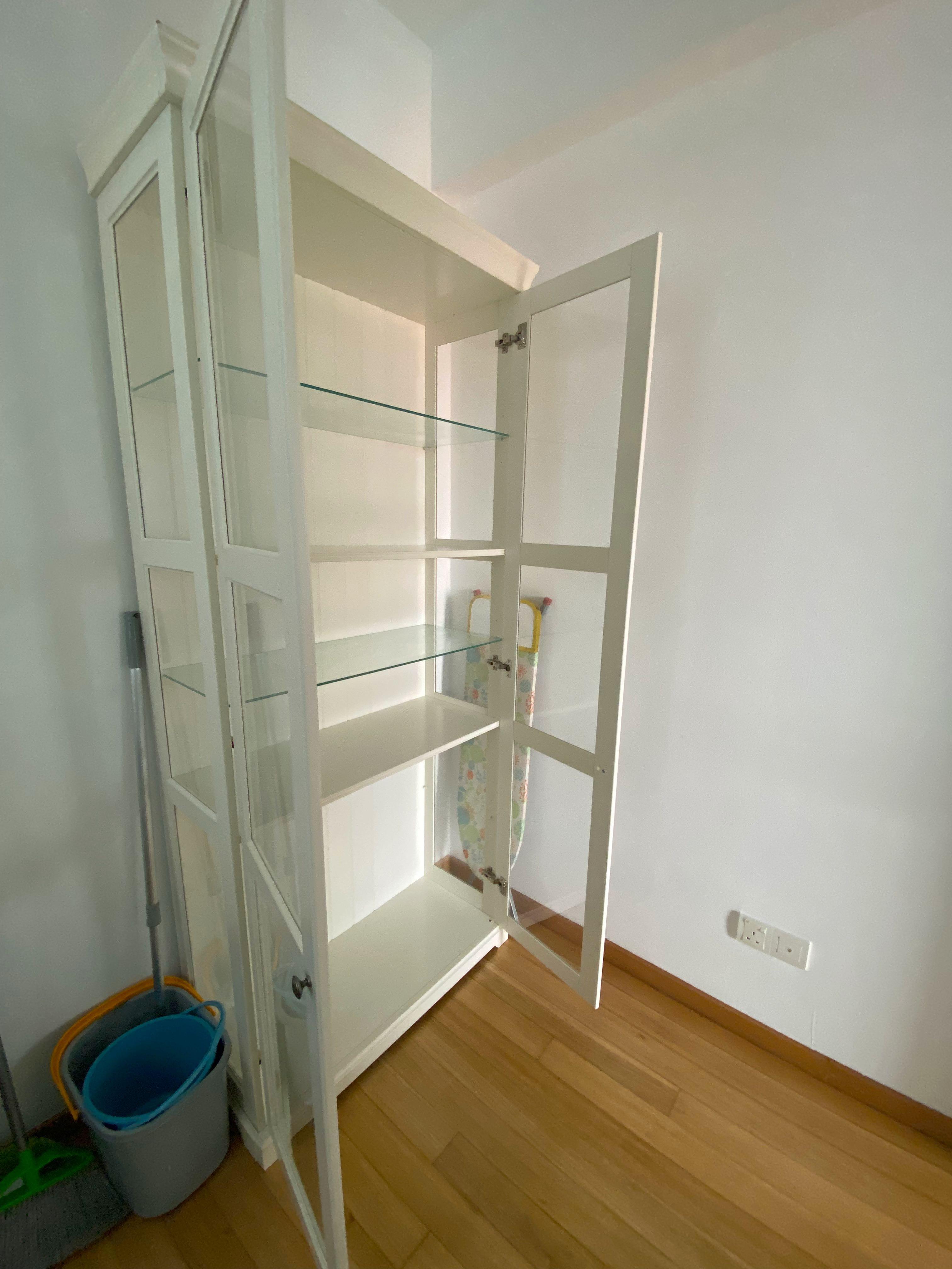 White two door glass doors, Furniture & Home Living, Furniture