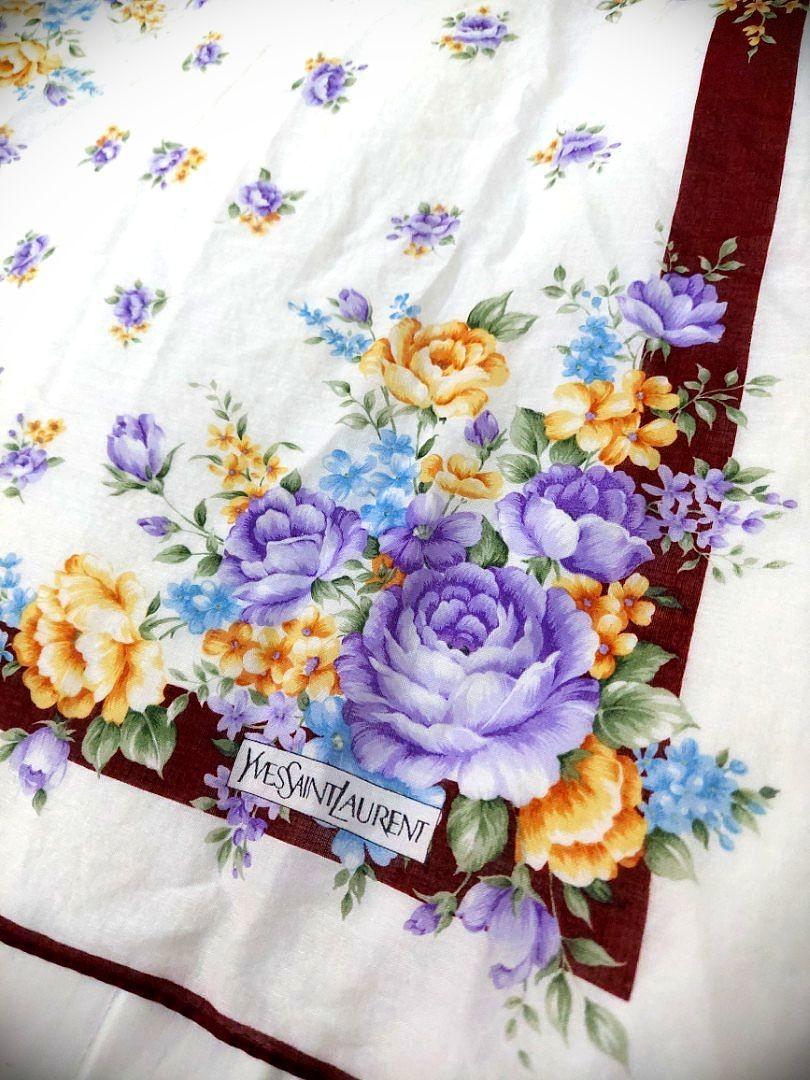 YVES SAINT LAURENT PARIS AUTHENTIC VINTAGE SCARF BANDANA, Fesyen Wanita,  Aksesoris di Carousell