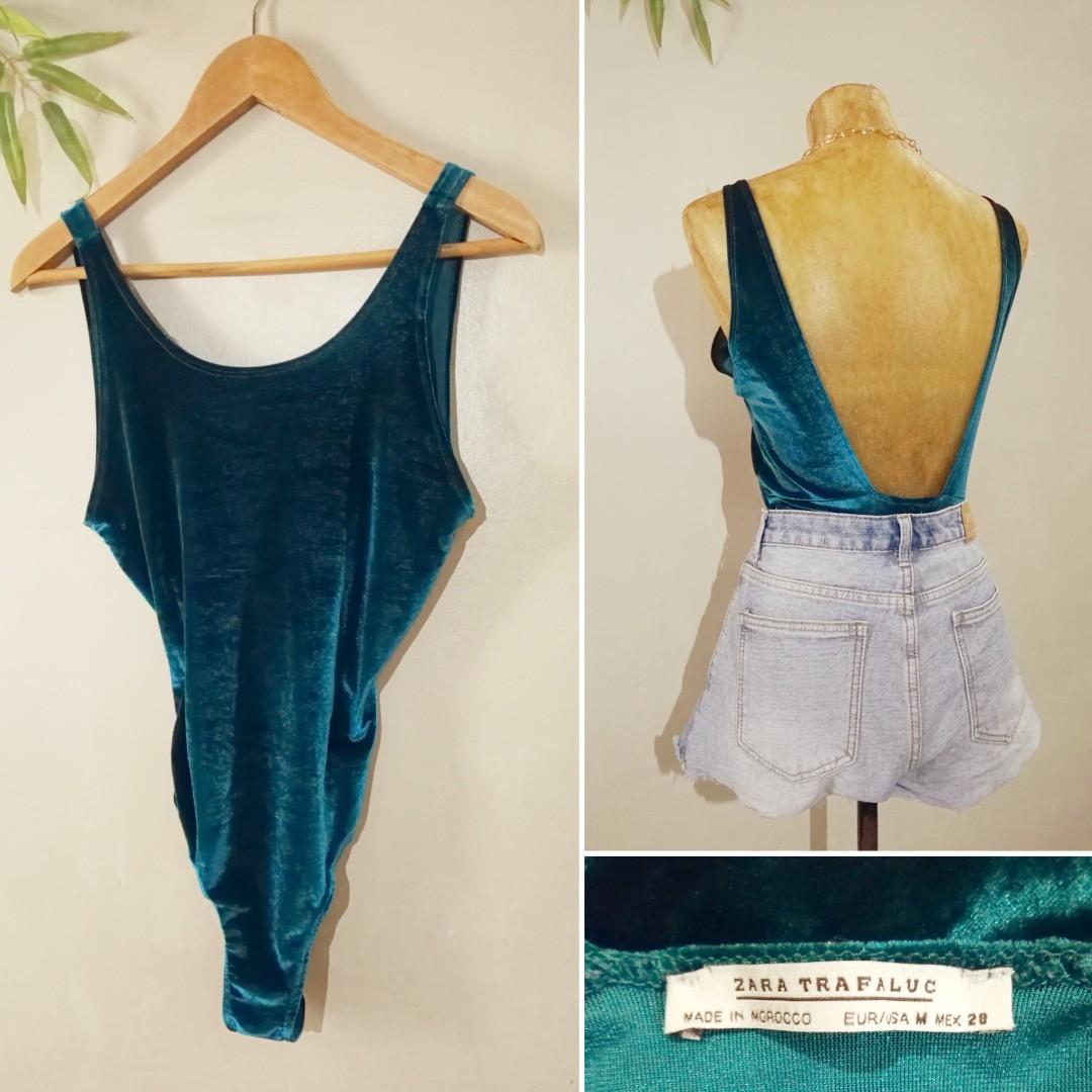Zara Trafaluc Velvet Bodysuit Women s Fashion Dresses Sets Sets or Coordinates on Carousell