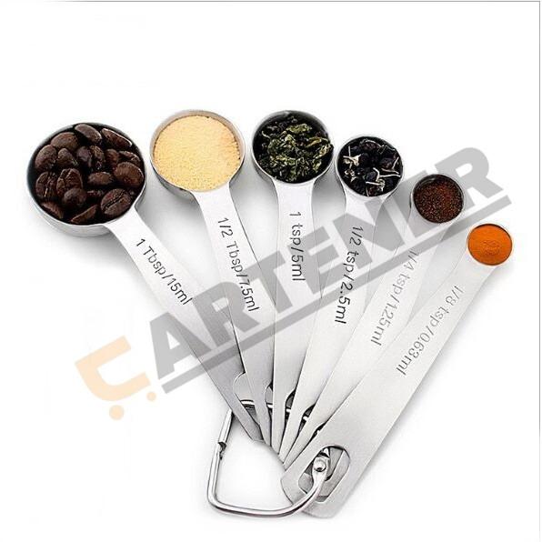 6Pcs Stainless Steel Measuring Spoons Cups for Coffee Seasoning Kitchen Tool Set