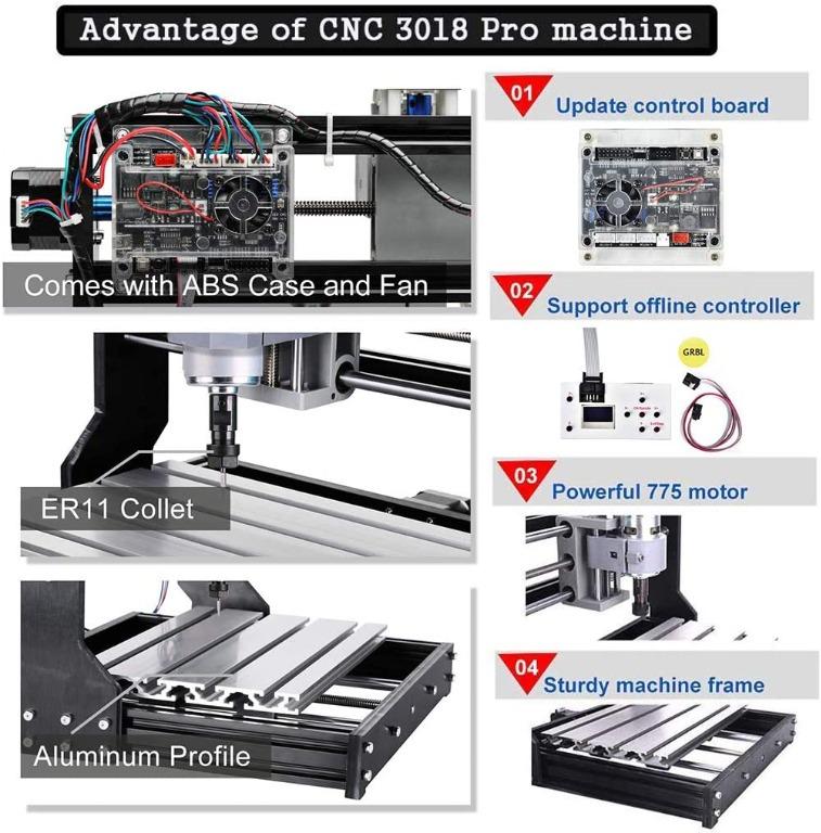 Vogvigo Upgrade Version CNC 3018 Pro Wood Router Kit GRBL Control DIY Mini CNC Machine 3 Axis Plastic Acrylic PCB PVC Milling