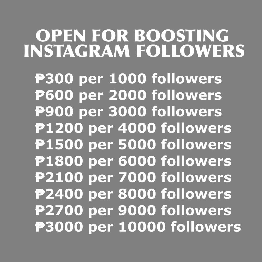 [] grow your instagram followers (Category: Game Gift Cards & Accounts) located in Tabina. Submitted by socmedsellerboost (Listing ID 1151679098, Image 1). Description: OPEN FOR BOOSTING details: //: duration process depends on the target followers [delay may occur sometimes due to internet or system traffic] //: mixed audience [real/active ffs] //: no need access [username/link only] //: decreasing of followers/reactions is normal, estimated 5-1
