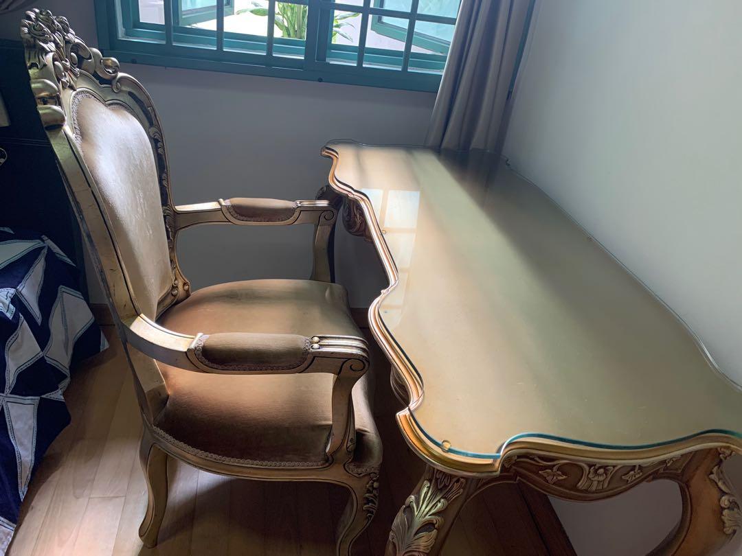 Entique Study Table Antique Study Table, Furniture & Home Living, Furniture, Tables & Sets ...