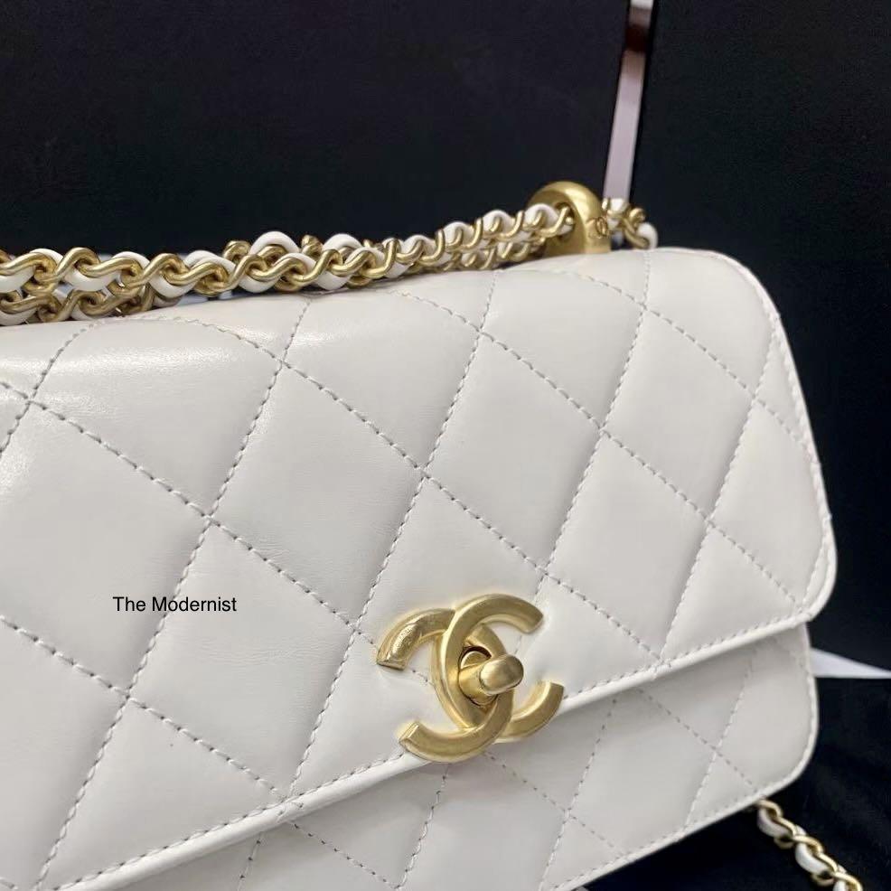 Authentic Chanel 2021 Pre Fall White Calfskin Mini Flap Bag