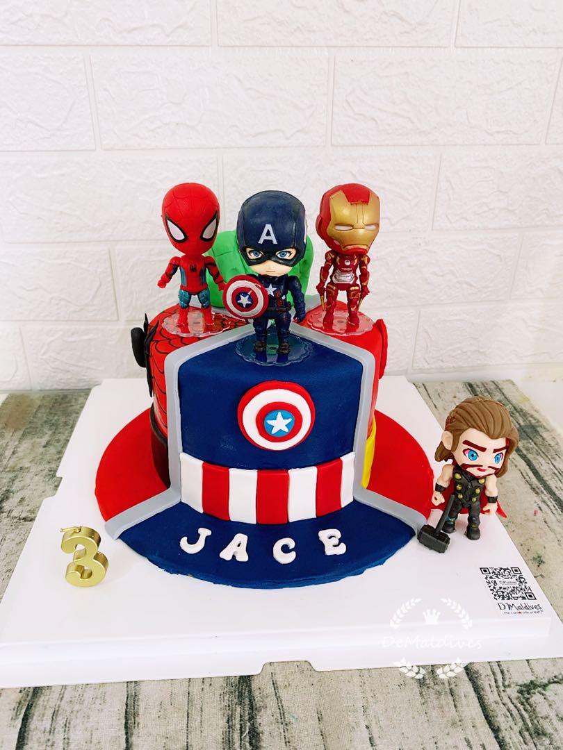 3 Tier Avengers Birthday Cake CB-276 – Cake Boutique