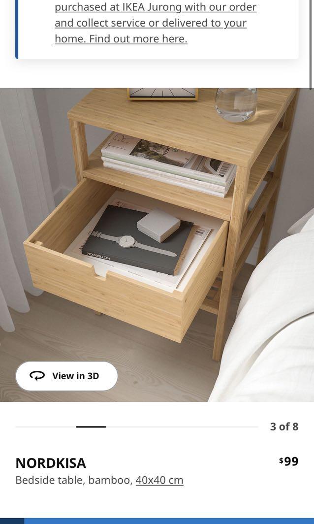 Bedside Table NORDKISA IKEA, Furniture & Home Living, Furniture