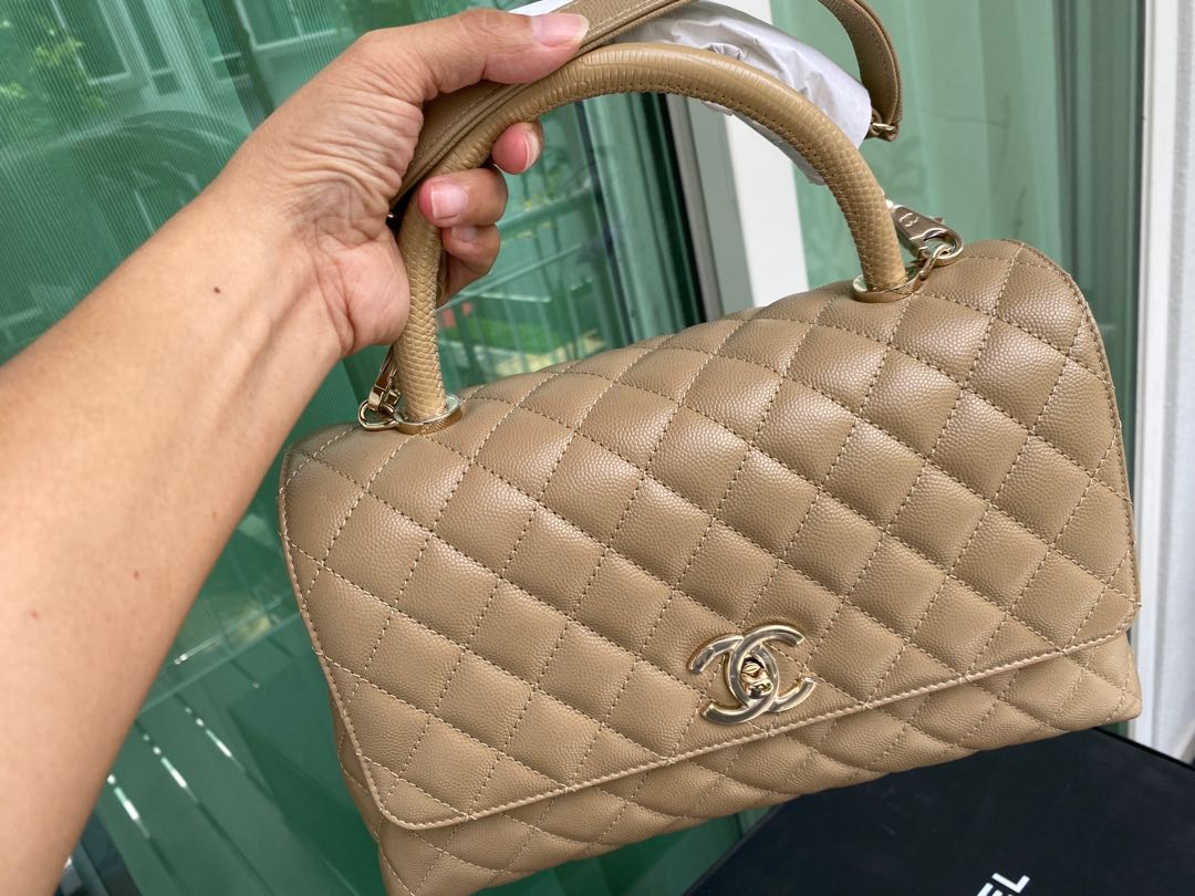 chanel coco handle small beige