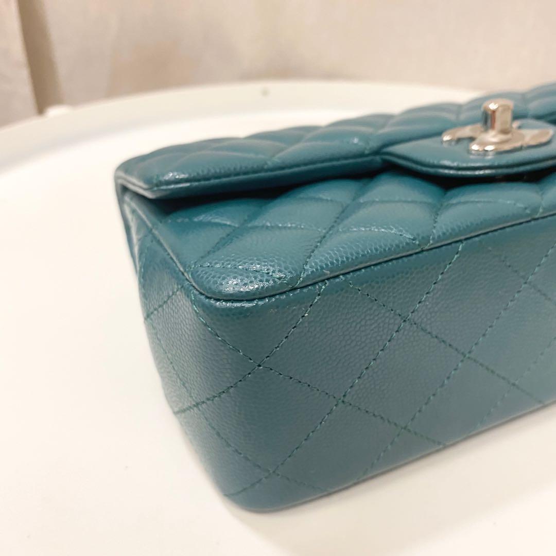 Chanel Mini Rectangle Classic Flap Turquoise Green in Caviar and Silver  hardware, Luxury, Bags & Wallets on Carousell