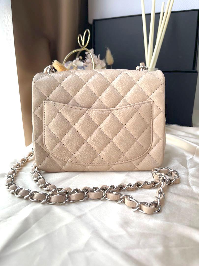 DEAL! 💕 Chanel Mini Square Caviar Nude Beige Clair with pinkish/nude beige  undertone SHW, Luxury, Bags & Wallets on Carousell