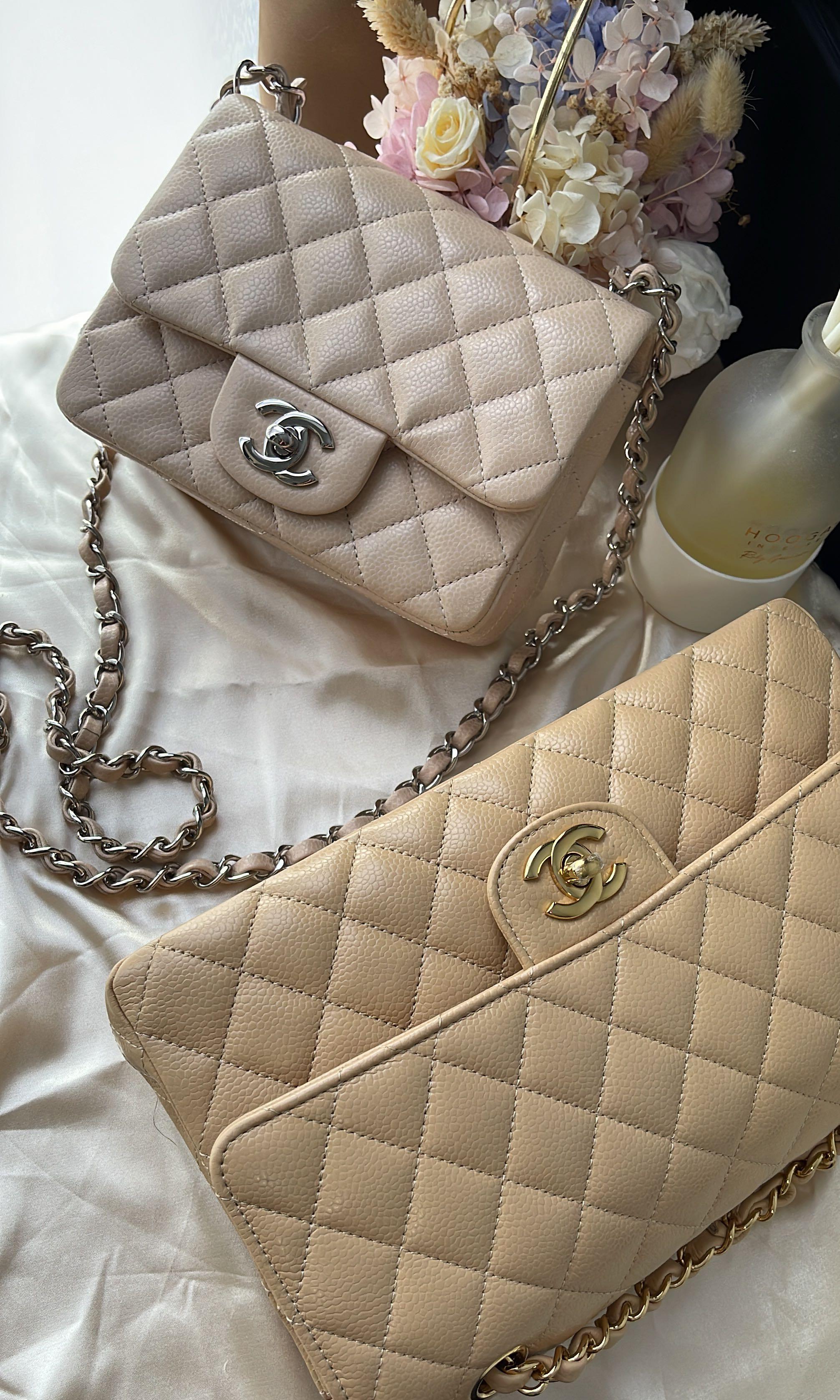 DEAL! 💕 Chanel Mini Square Caviar Nude Beige Clair with pinkish