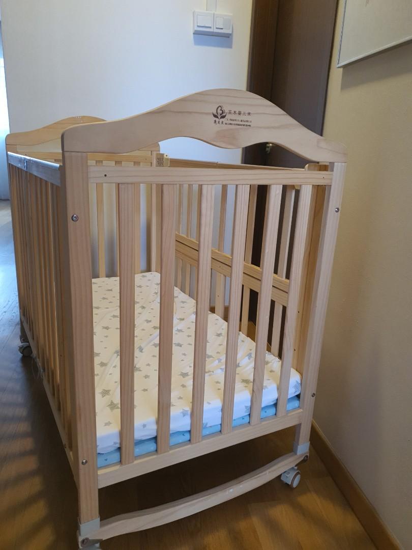 Collapsible Baby Cot with Mattress, Babies & Kids, Baby Nursery & Kids