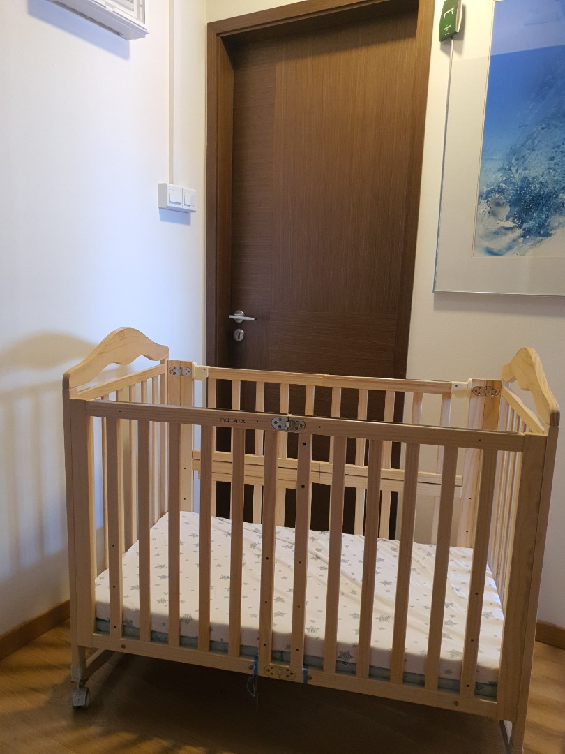 Collapsible Baby Cot with Mattress, Babies & Kids, Baby Nursery & Kids