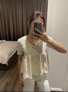 Cream V-Neck Top