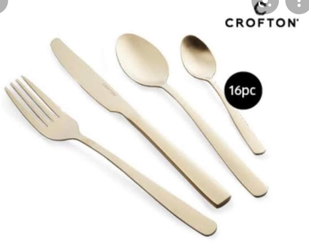 Crofton Cutlery Set 16 Piece Stainless Steel, Gold, Furniture & Home
