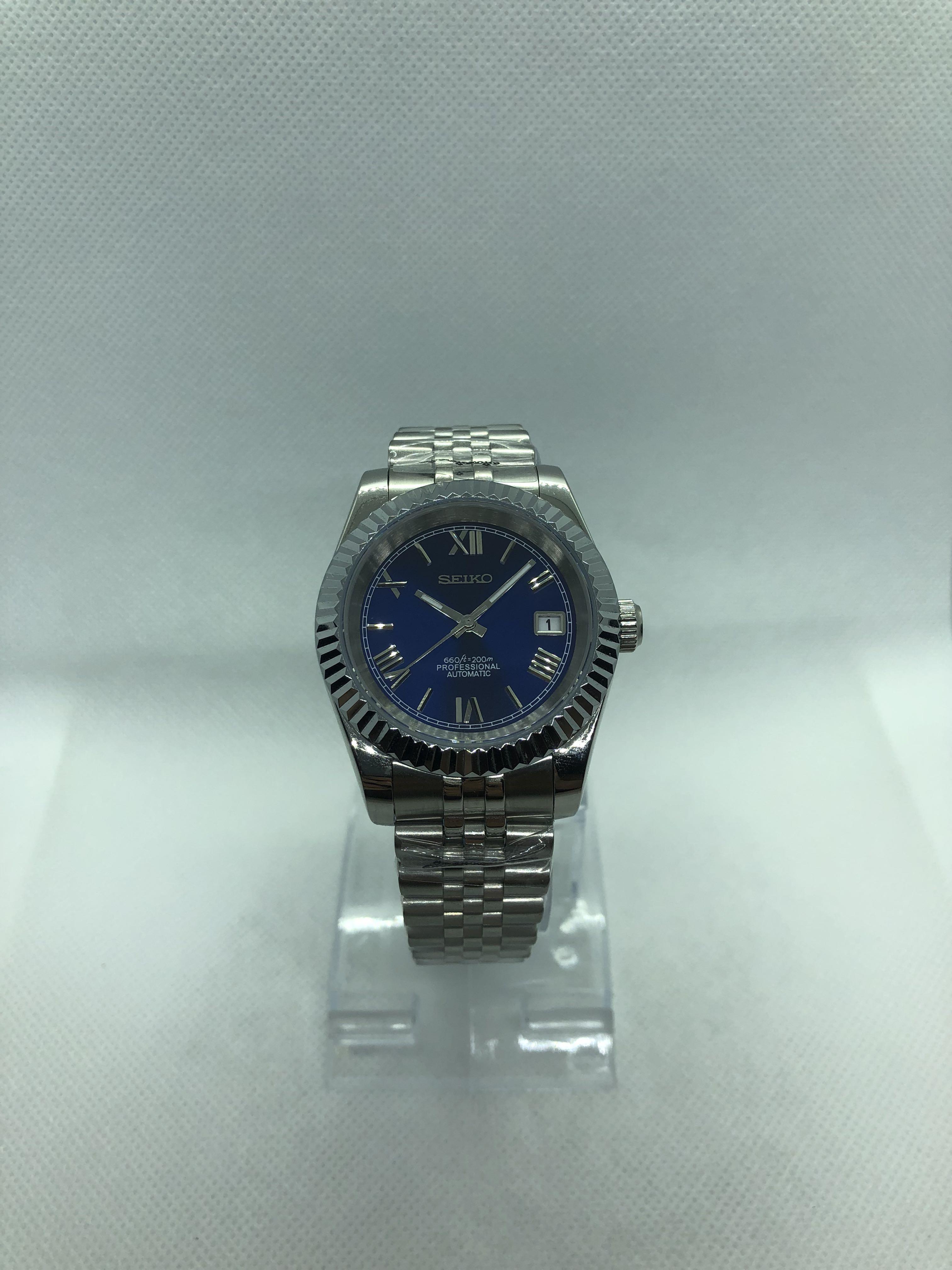 Datejust Roman Numerals Blue Dial Watch Seiko NH35 Mod, Men's Fashion,  Watches & Accessories, Watches on Carousell