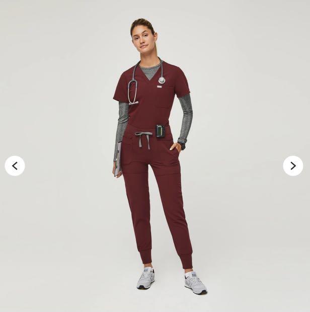 Figs burgundy scrub top store