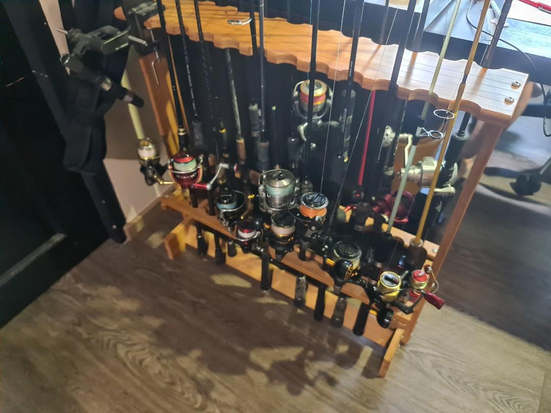 Fishing Rod Rack (Wood), Sports Equipment, Fishing on Carousell